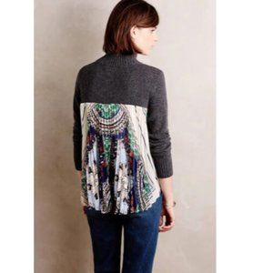 Anthropologie Moth Rona Grey Pleated Back Mock Turtleneck Sweater